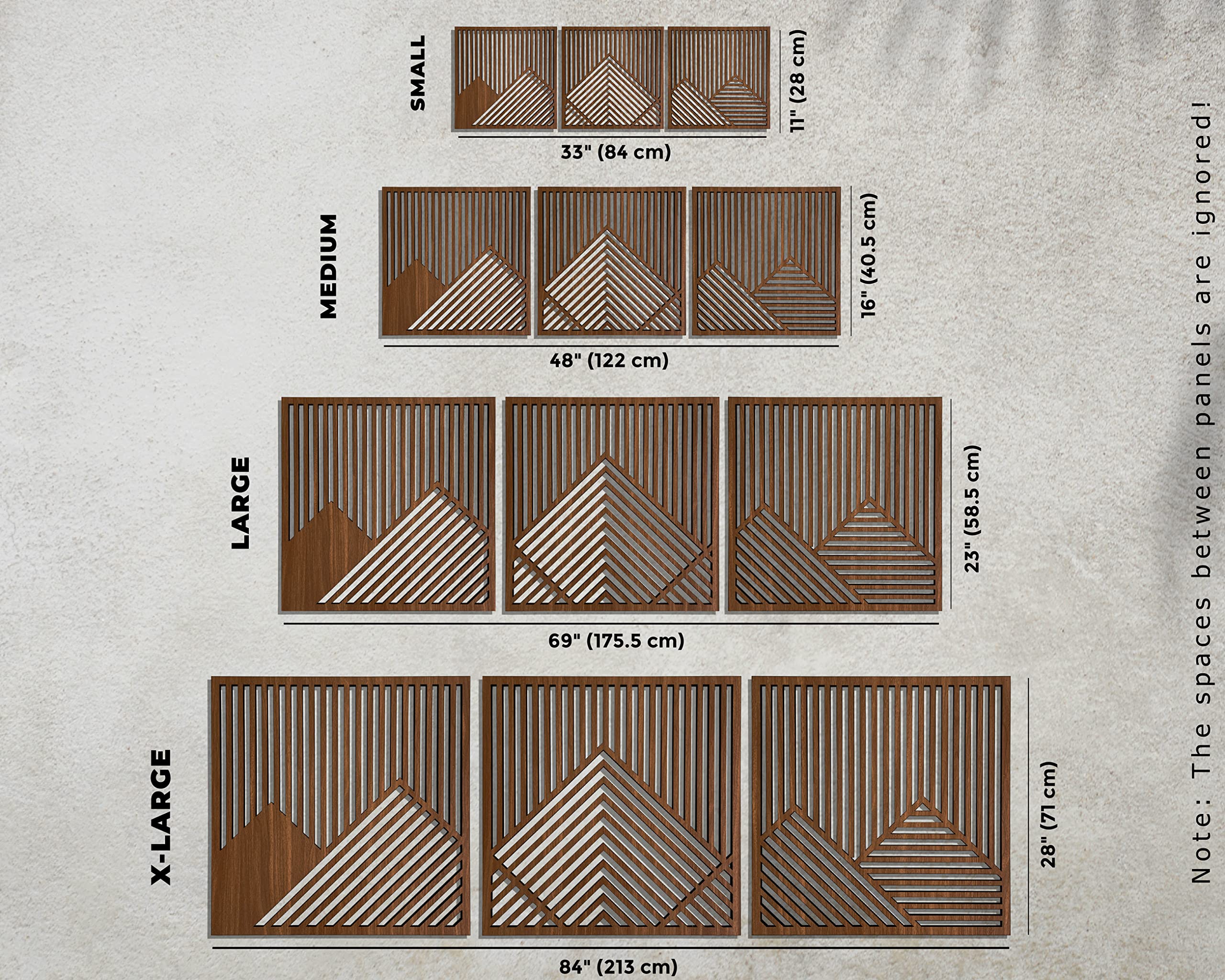 Modern 3-Piece Geometric Mountain Wall Art - Large Wooden Wall Decor for Living Room, Bedroom & Office | Handcrafted Wood Wall Hanging for Rustic & Contemporary Home Decor