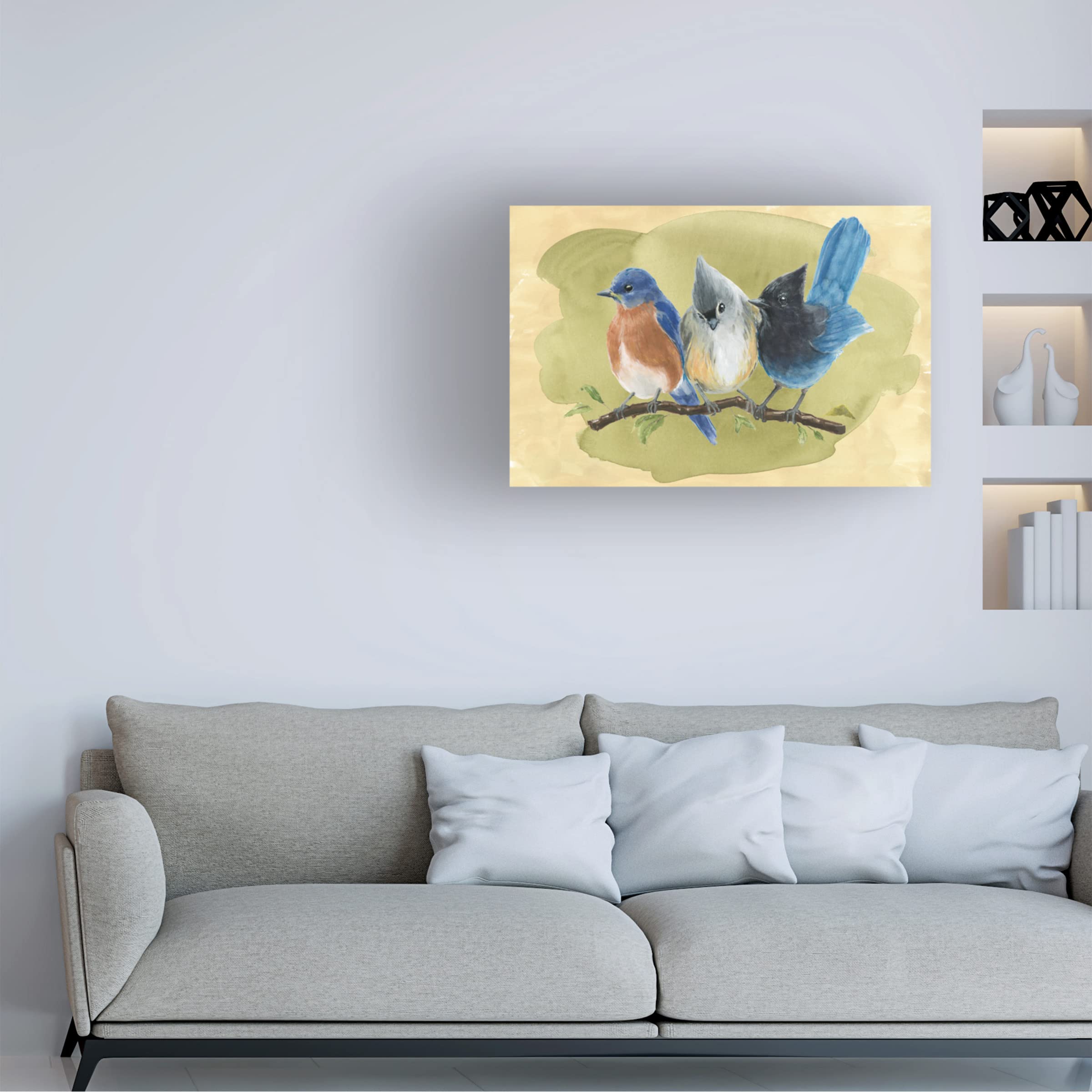 Annie Warren 'Bird Perch III' Canvas Wall Art Print - Modern Home Decor for Living Room, Bedroom & Office - Trademark Fine Art Collection