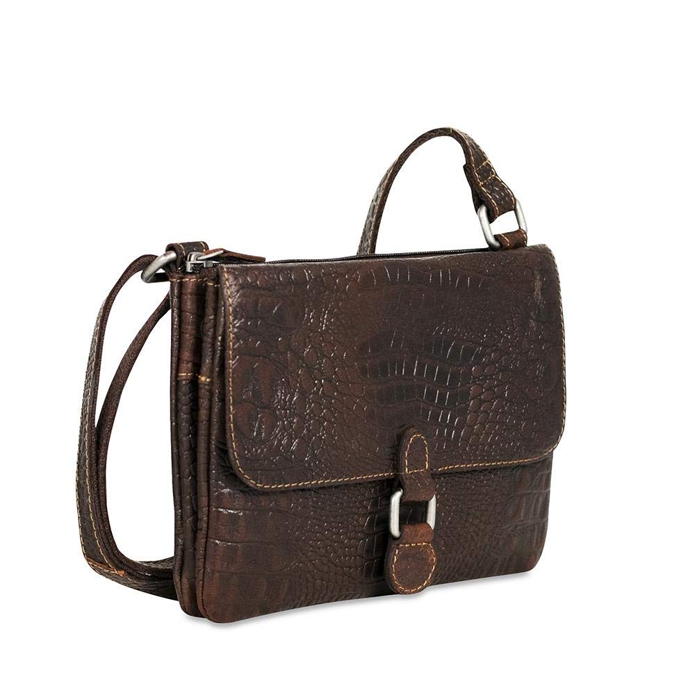 Jack Georges HB672 Hornback Crocodile Leather Wallet on String - Premium Brown Men's Wallet for Everyday Use, Travel & Business