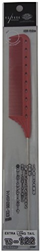 YS Park Comb 122 Extra Long Tail Rat Tail Comb for Styling - Professional Hairdressing Tool for Salon & Home Use - Vibrant Red Color - Perfect for Updos, Braids, and Precision Parting