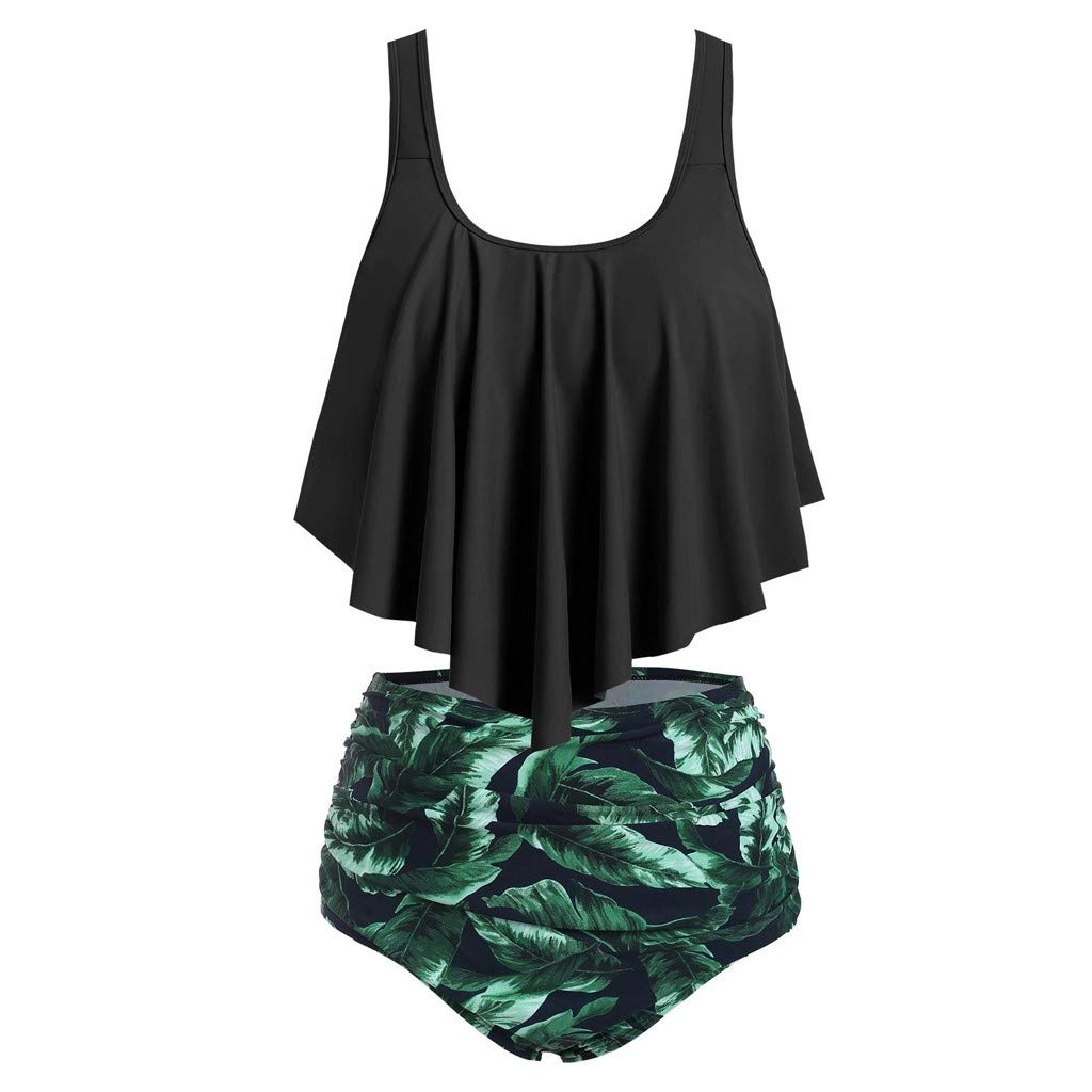 YpingLonk Women's High Waisted Bikini Set - Ruffle Flounce Two Piece Swimsuits with Tummy Control for Beach & Pool | Summer Vacation Swimwear