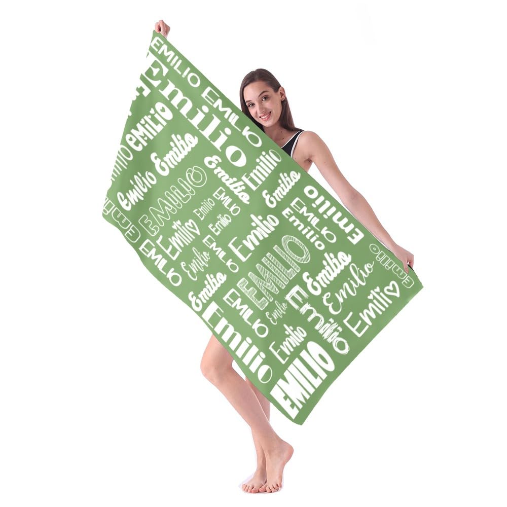 Personalized Custom Beach Towels with Name for Kids & Adults - Quick Dry Microfiber Travel, Pool & Beach Towel - Perfect Gift for Summer Vacations, Swimming Trips & Outdoor Adventures