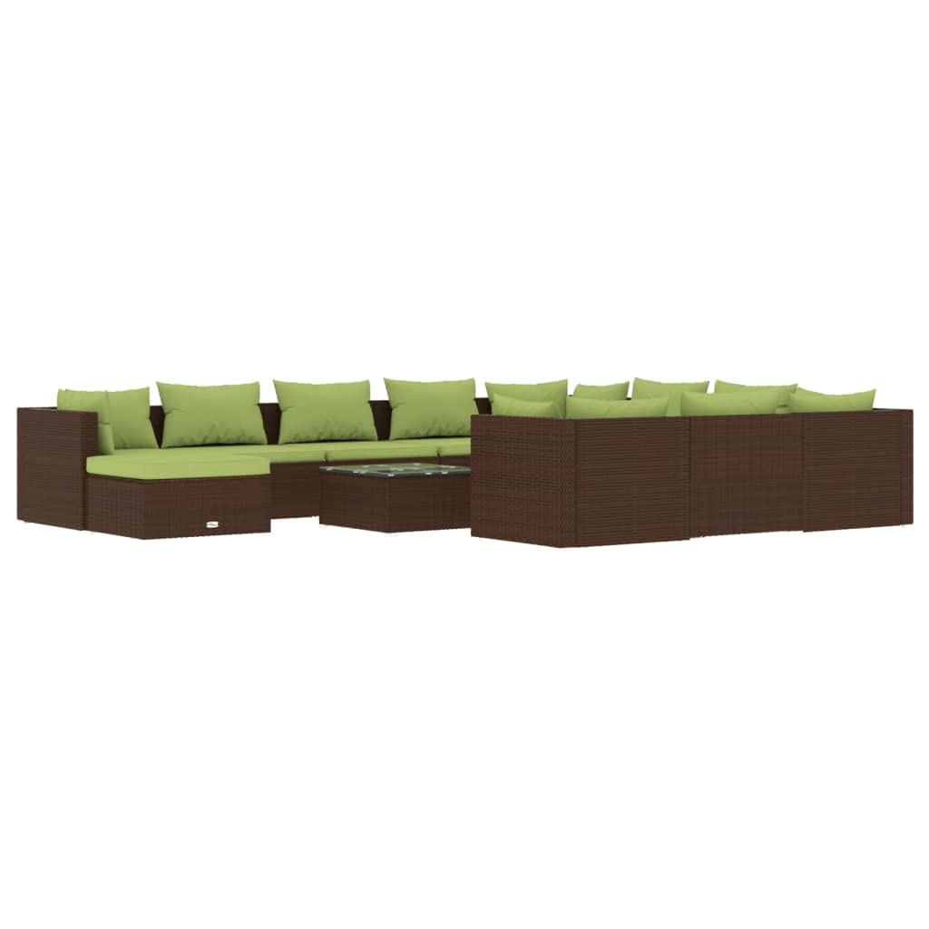 12-Piece Patio Lounge Set with Cushions - Weather-Resistant Brown Poly Rattan & Sturdy Steel Frame - Modular Outdoor Furniture for Garden, Backyard, Poolside & Patio Relaxation
