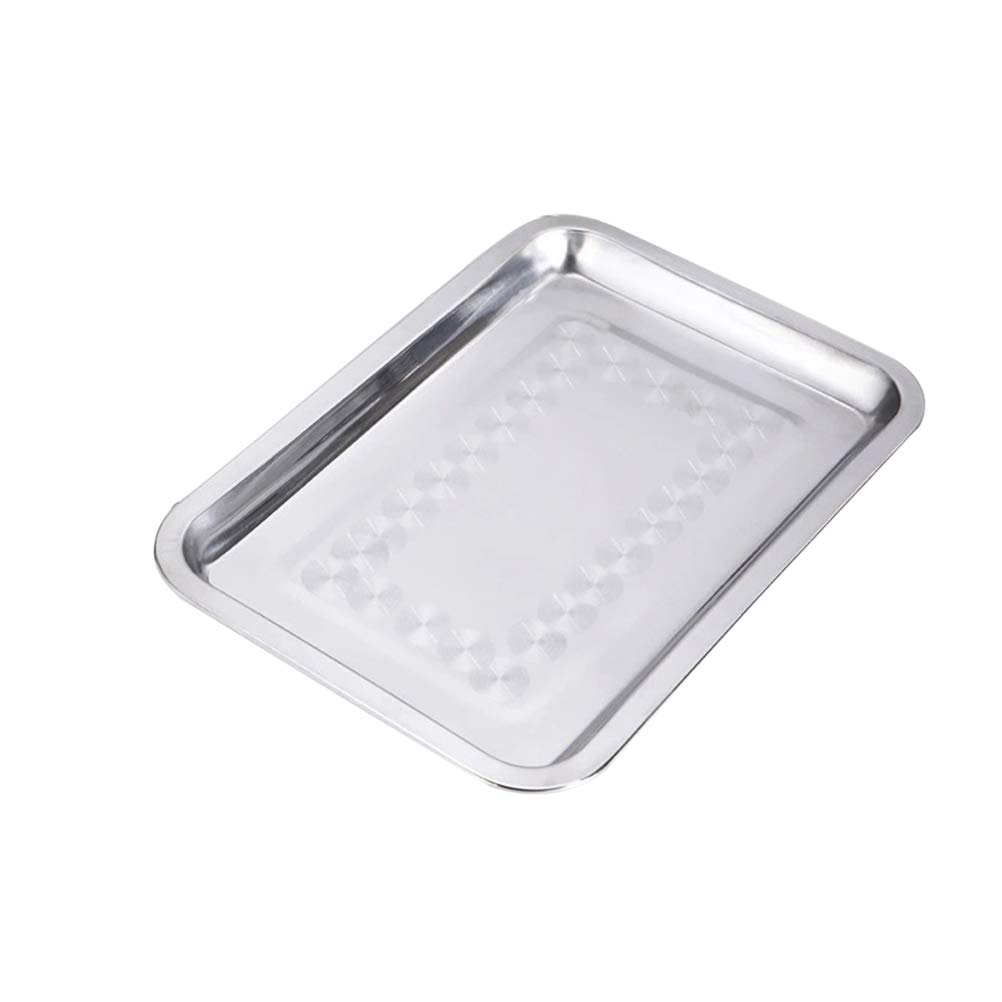 DOITOOL 3-Piece Stainless Steel Grill Pan Set - Thickened Flat Square Food Tray, Non-Toxic & Durable for BBQ, Camping, Picnics - Perfect for Grilling Vegetables, Meat, and Seafood (Set of 2 Sizes)