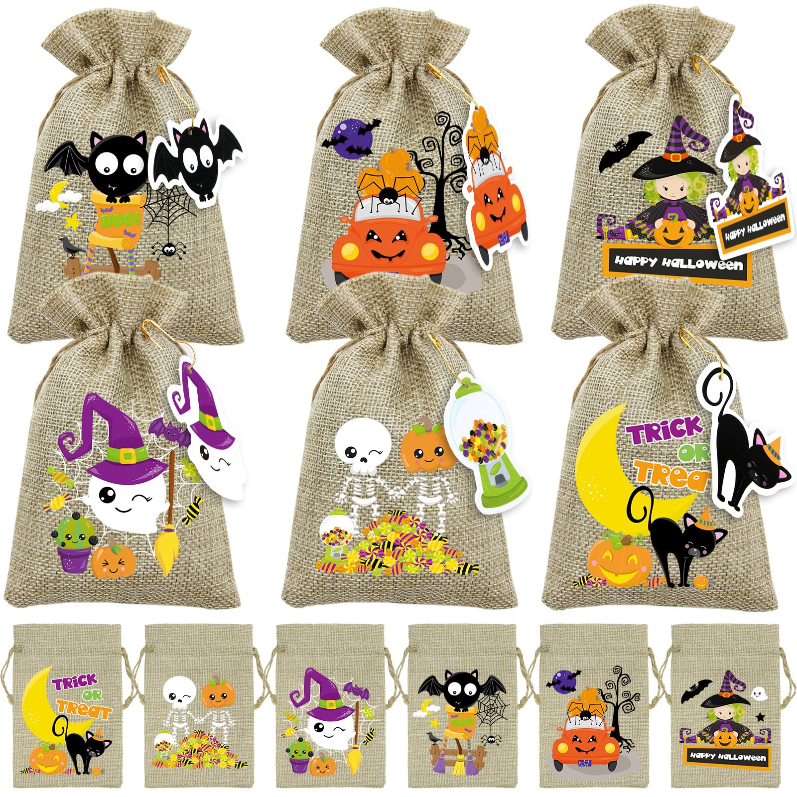 Halloween Burlap Candy Bags 24PCS - 4