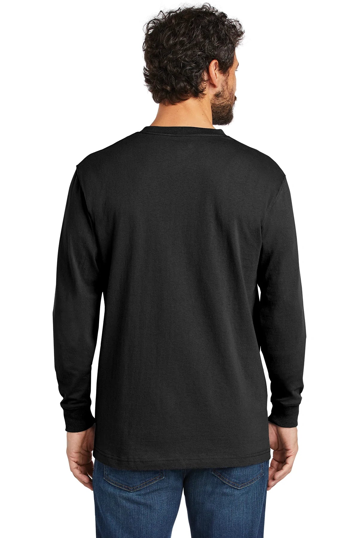 Carhartt Workwear Pocket Long Sleeve Custom T-Shirts for Men - Durable Black Cotton Shirt for Construction, Farming & Outdoor Work