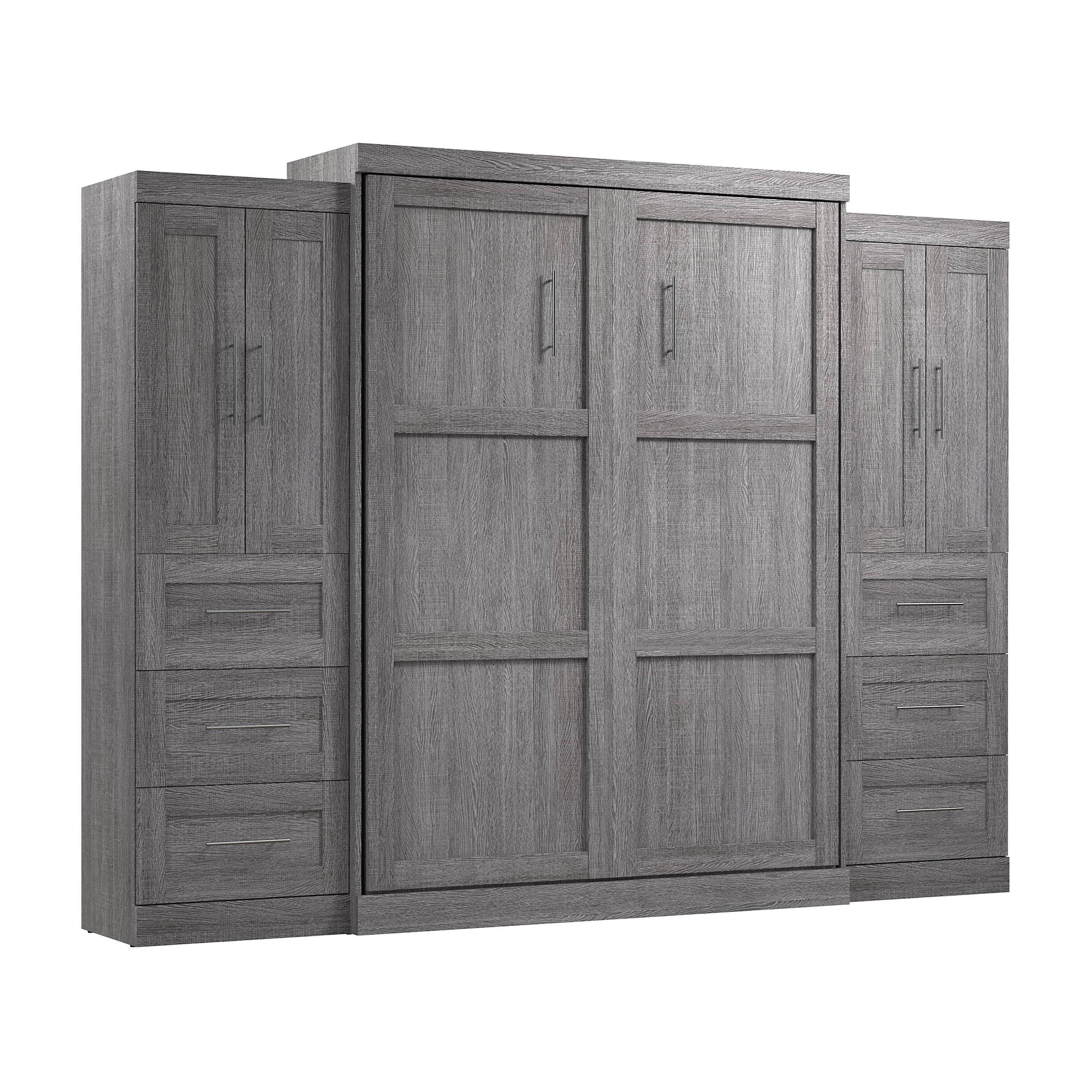 Pur Queen Murphy Wall Bed with Closet Storage Cabinets (115W) - 7 Color Options - Space-Saving Solution for Small Apartments, Guest Rooms & Home Offices