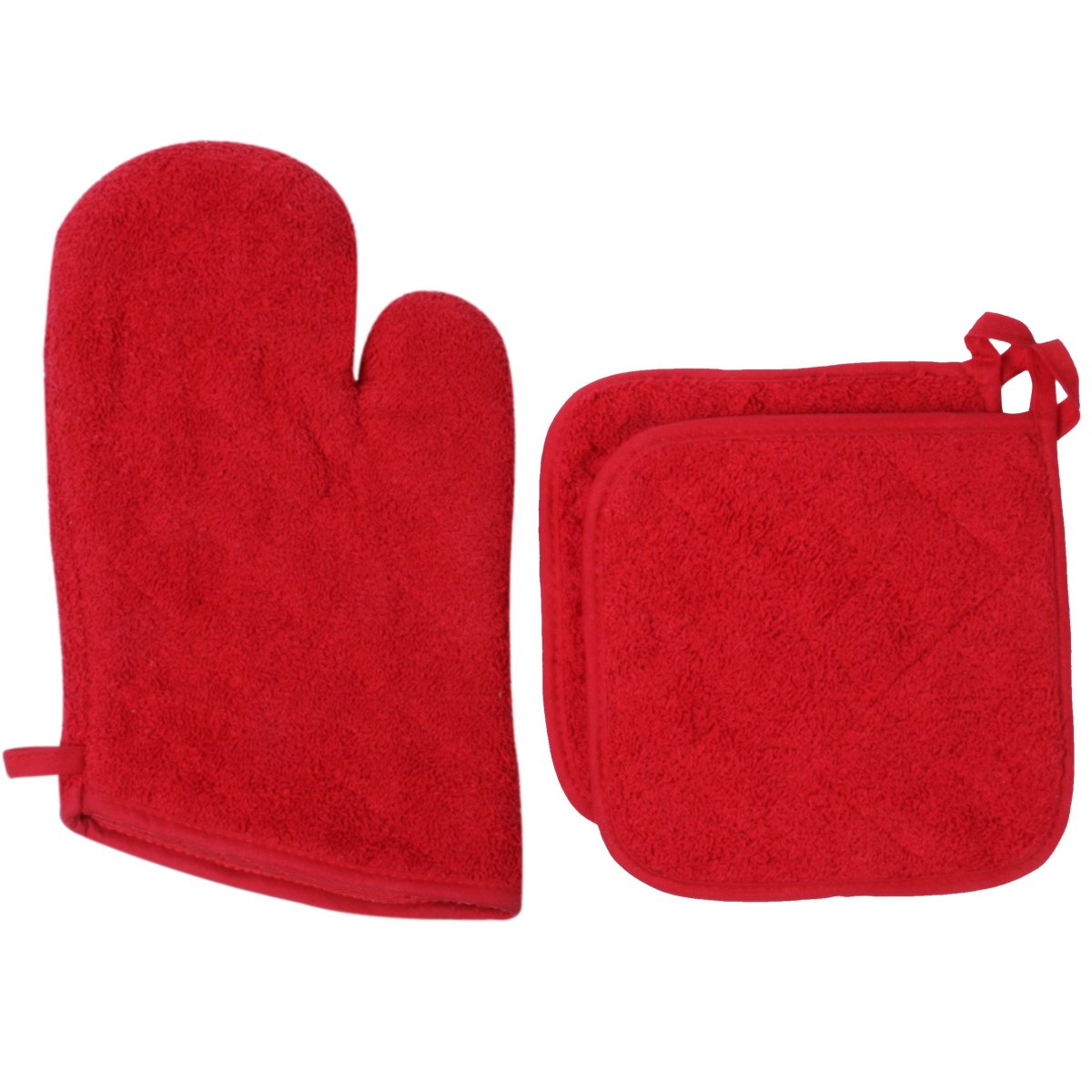 Premium 100% Cotton Heat Resistant Oven Mitts & Pot Holders Set - Red, Kitchen Essentials for Baking, Cooking & Grilling - Perfect for Everyday Use & Holiday Gifts