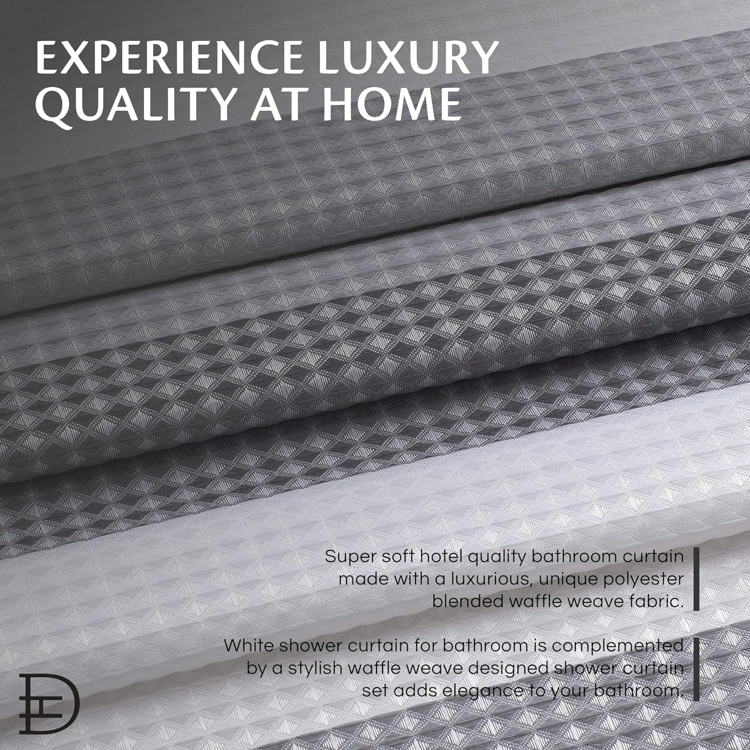 Smoke Grey Ombre Striped Waffle Weave Shower Curtain - 70