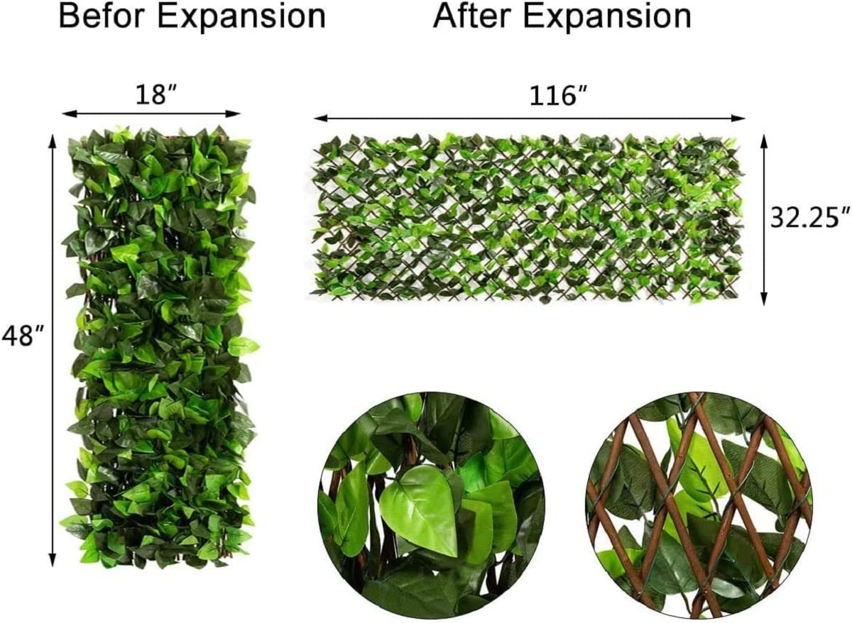 DOEWORKS Expandable Fence Privacy Screen for Balcony, Patio & Outdoor - Faux Ivy Fencing Panel for Garden, Backyard & Home Decor (4 Pack) - Perfect for Creating Private Outdoor Spaces & Enhancing Landscape Design