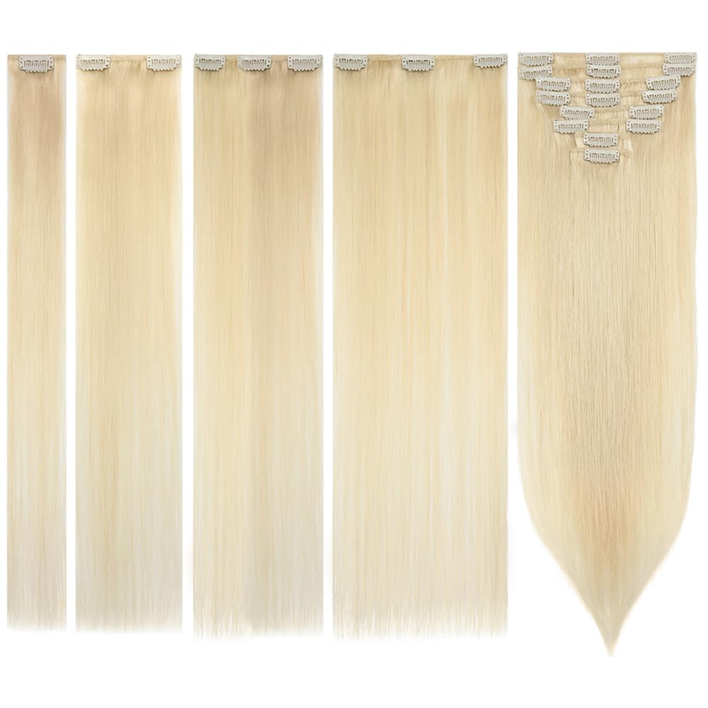 Platinum Blonde Clip In Hair Extensions 28