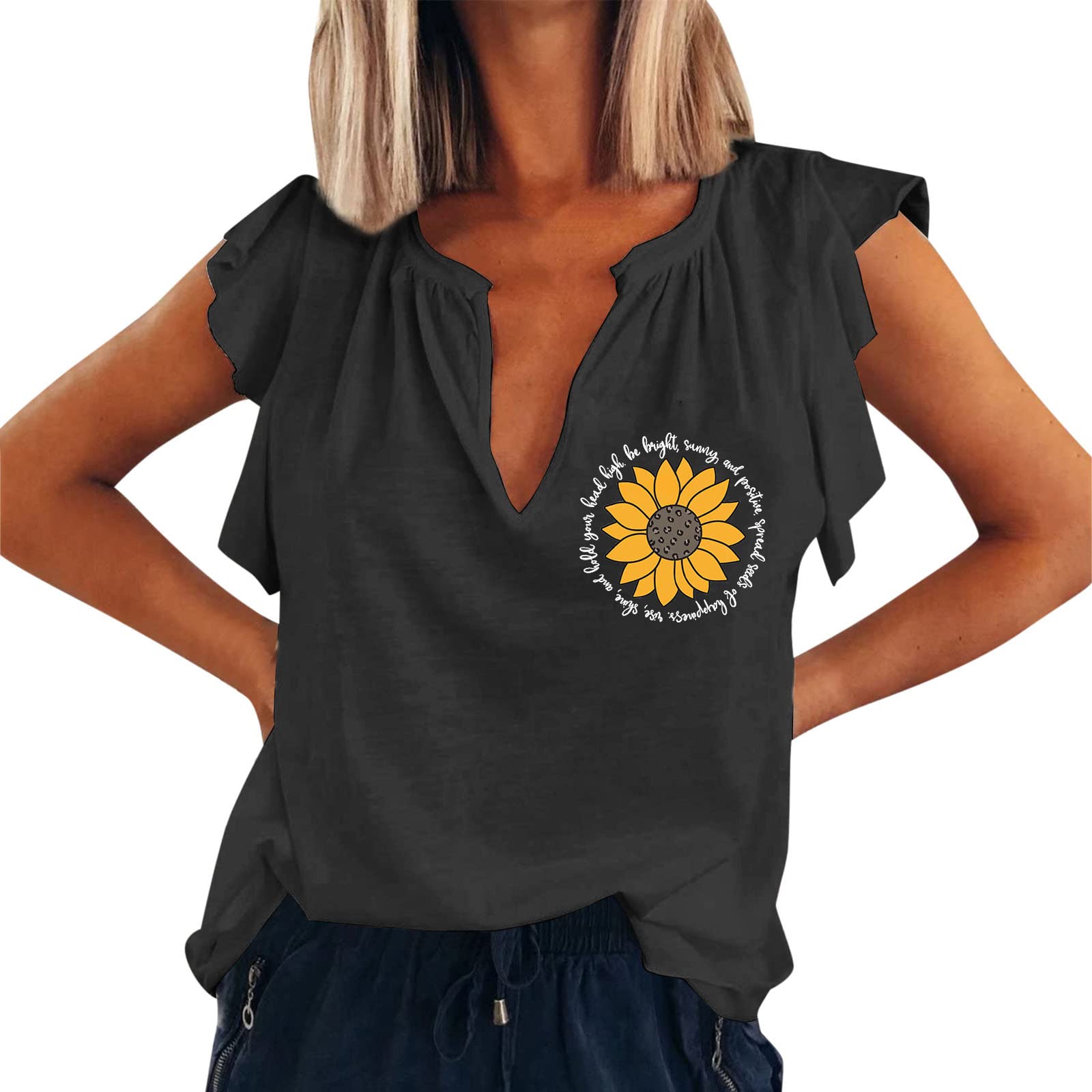 Women's Summer Sleeveless Graphic Pleated Tank Top - Loose Fit Casual Flare Tunic Blouse for Beach, Vacation & Everyday Wear