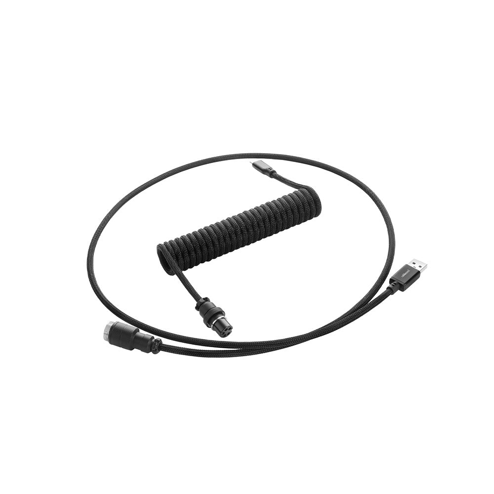 Premium CableMod PRO Coiled Keyboard Cable - USB-C to USB-A Braided Cord for Mechanical Keyboards (Midnight Black) - Perfect for Gaming, Office & Workspace Setup