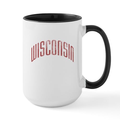 White/Black Inside - Wisconsin Grunge Large Mug