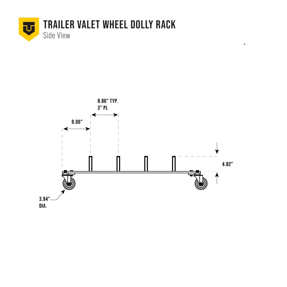 Trailer Valet Mobile Wheel Dolly Storage Rack - Heavy Duty 4-Wheel Dolly Organizer for Garage, Workshop & RV Storage - Easy Maneuvering & Space Saving Solution