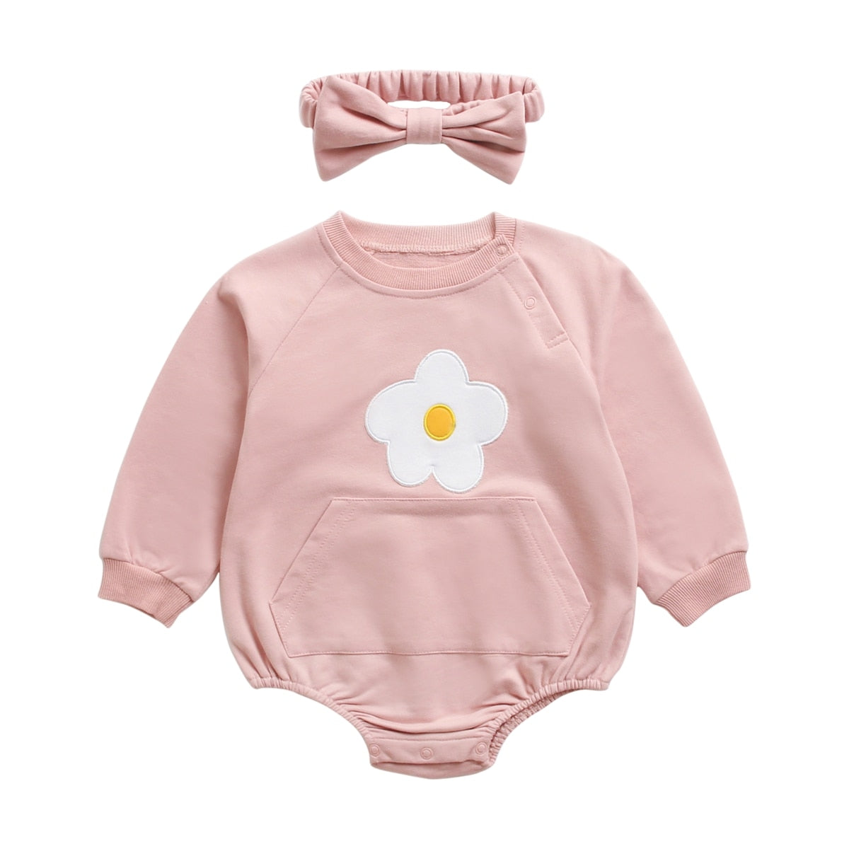 Adorable Long Sleeve Baby Bodysuit with Matching Headband - Perfect for Newborn Photoshoots, Family Outings & Special Occasions