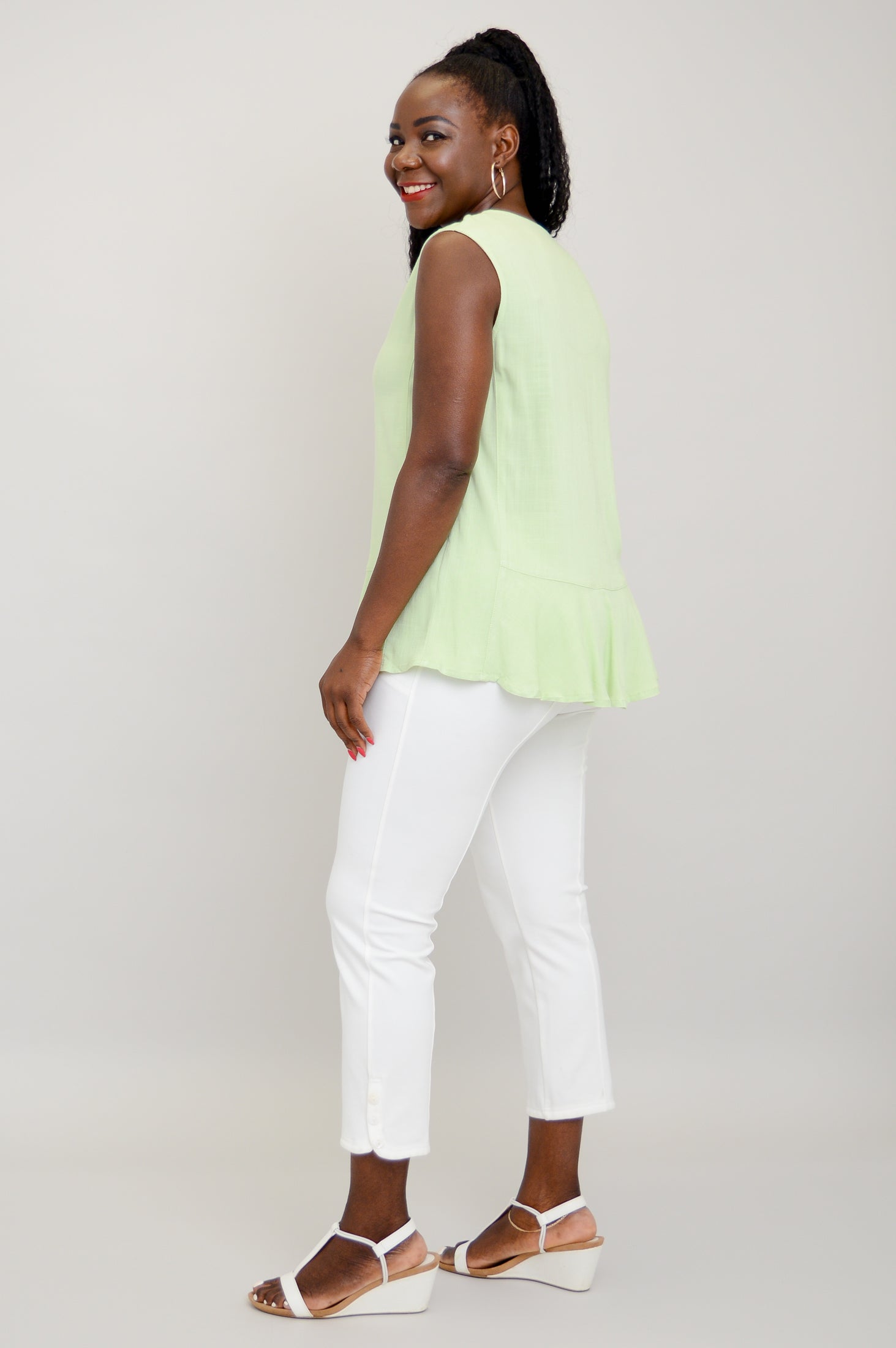 Ginny Tank Top - Sage Green Linen Bamboo Blend Women's Casual Shirt | Perfect for Summer Outfits, Beachwear & Layering