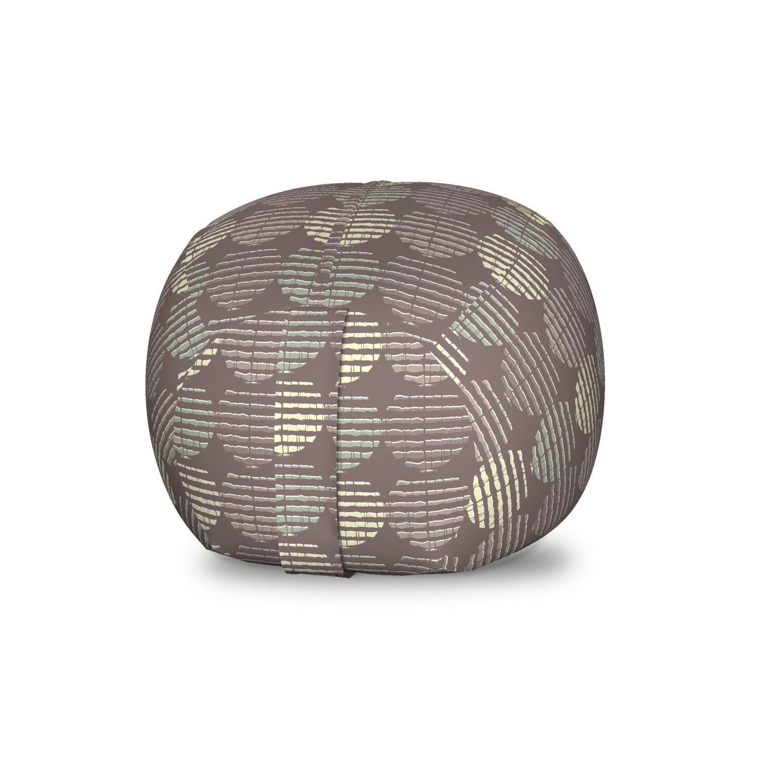 Ambesonne Abstract Striped Circular Toy Storage Bag Chair - Washable Stuffed Animal Organizer for Kids Room, Small Size in Warm Taupe Multicolor - Perfect for Nursery, Playroom & Bedroom Organization