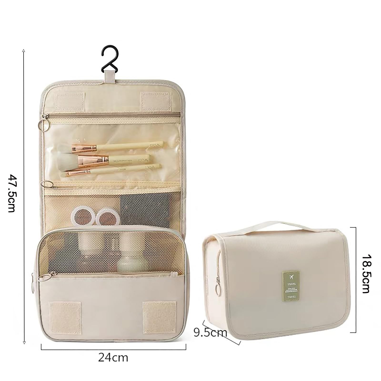 Waterproof Hanging Toiletry Bag for Women - Travel Makeup Organizer with Multiple Pockets, Portable Cosmetic Bag for Bathroom & Shower Essentials - Perfect for Camping, Gym, and Business Trips (Black)