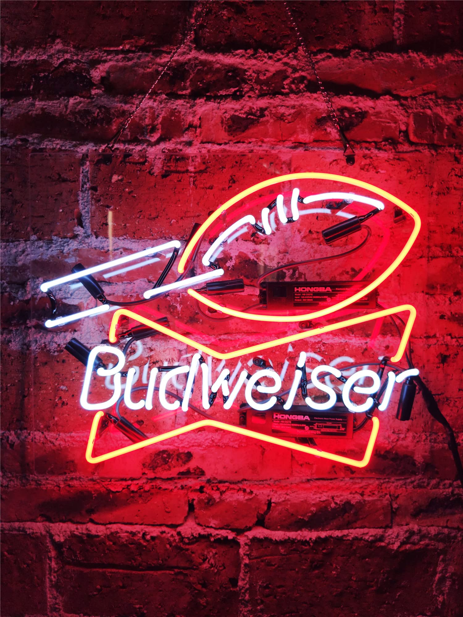 Budweiser Neon Light Sign - Real Glass Custom Beer Bar Sign for Home, Bedroom & Wall Decor - Perfect for Halloween & Christmas Party Decorations