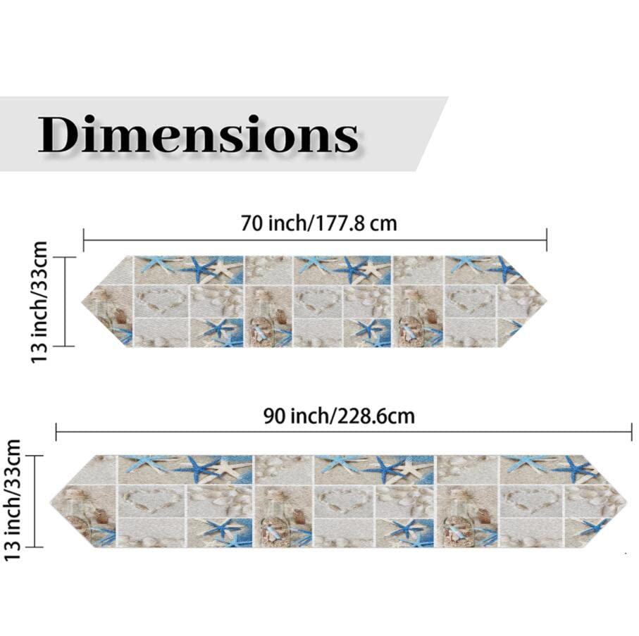 AUUXVA 13x90 Inches Long Beach-Themed Table Runner - Summer Seashell Print Polyester Tablecloth for Dining, Kitchen, Coffee Tables - Perfect for Home Decor, Parties, Banquets & Holiday Celebrations | Coastal & Nautical Theme Decor