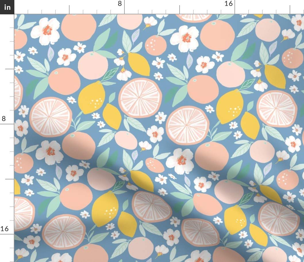 Petal Signature Cotton Fabric by Spoonflower - Bloom Grapefruit Lemon Nursery Print for Sewing, Quilting & Apparel | DIY Home Decor & Craft Projects | Perfect for Baby Clothes, Curtains & Throw Pillows