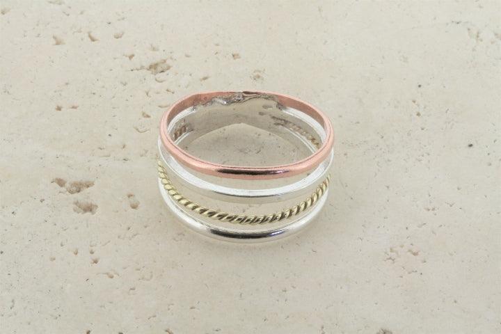 Copper Silver Brass Ring - Handmade Stackable Boho Jewelry for Women - Perfect for Everyday Wear & Layering