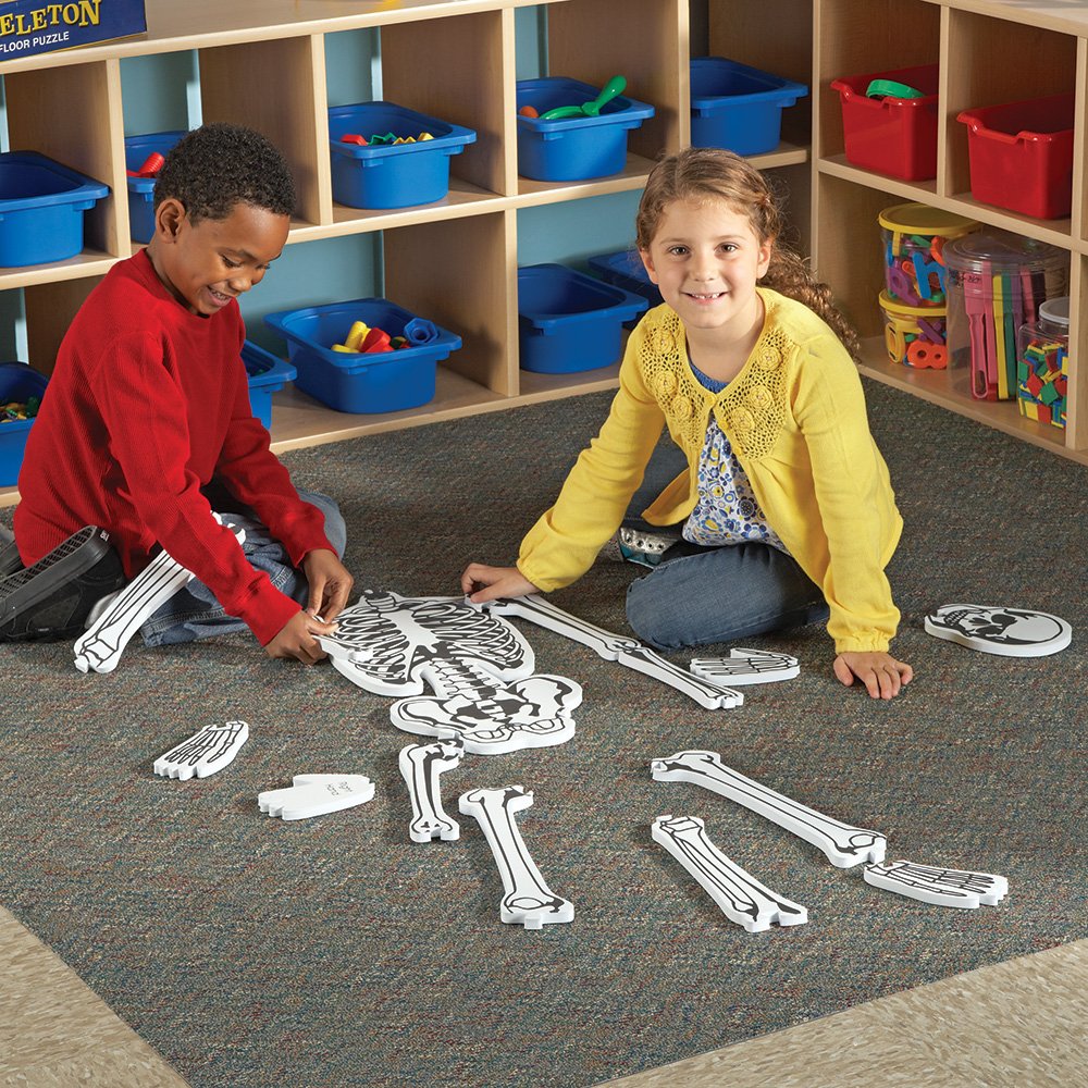 Learning Resources Skeleton Floor Puzzle - 15-Piece Anatomy Puzzle for Kids Ages 3+, Homeschool STEM Activity, Educational Floor Toy for Classroom & Home Learning - Perfect for Science Lessons and Family Game Night