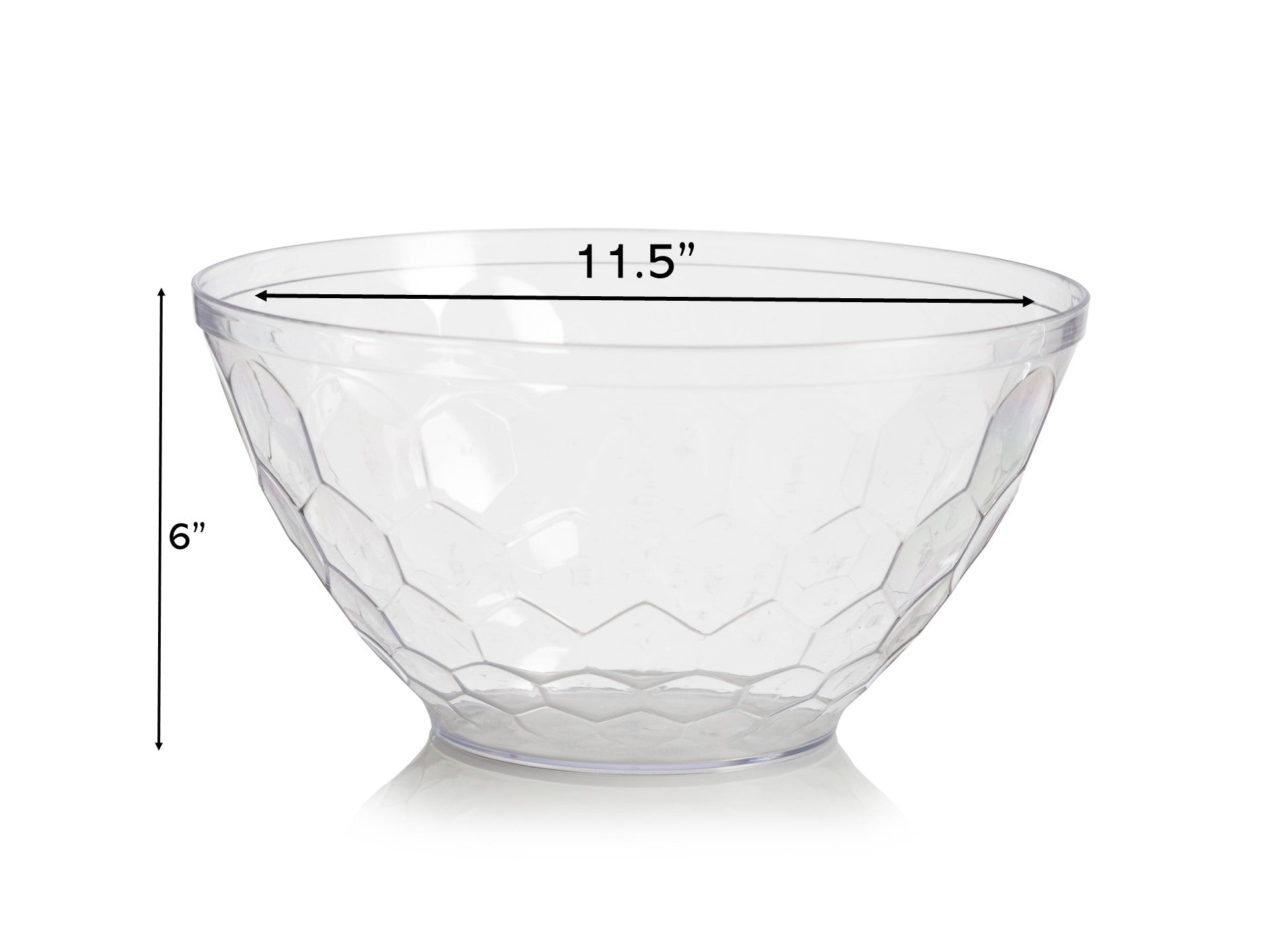 Clear Plastic Embossed Salad Bowl - 1 Pack - Durable & Stylish Serving Bowl for Salads, Pasta, Fruit - Perfect for Parties, Picnics & Family Dinners