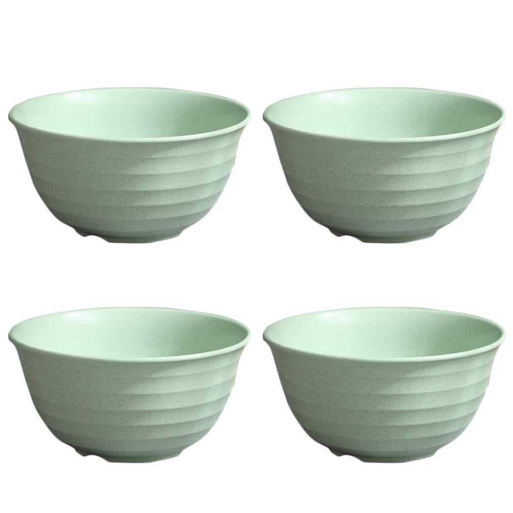 UPKOCH 4-Piece Wheat Straw Bowls Set - Eco-Friendly Dinnerware for Rice, Noodles, Cereal & Desserts - BPA-Free, Microwave Safe - Perfect for Home, Restaurant & Picnic Use (Green)