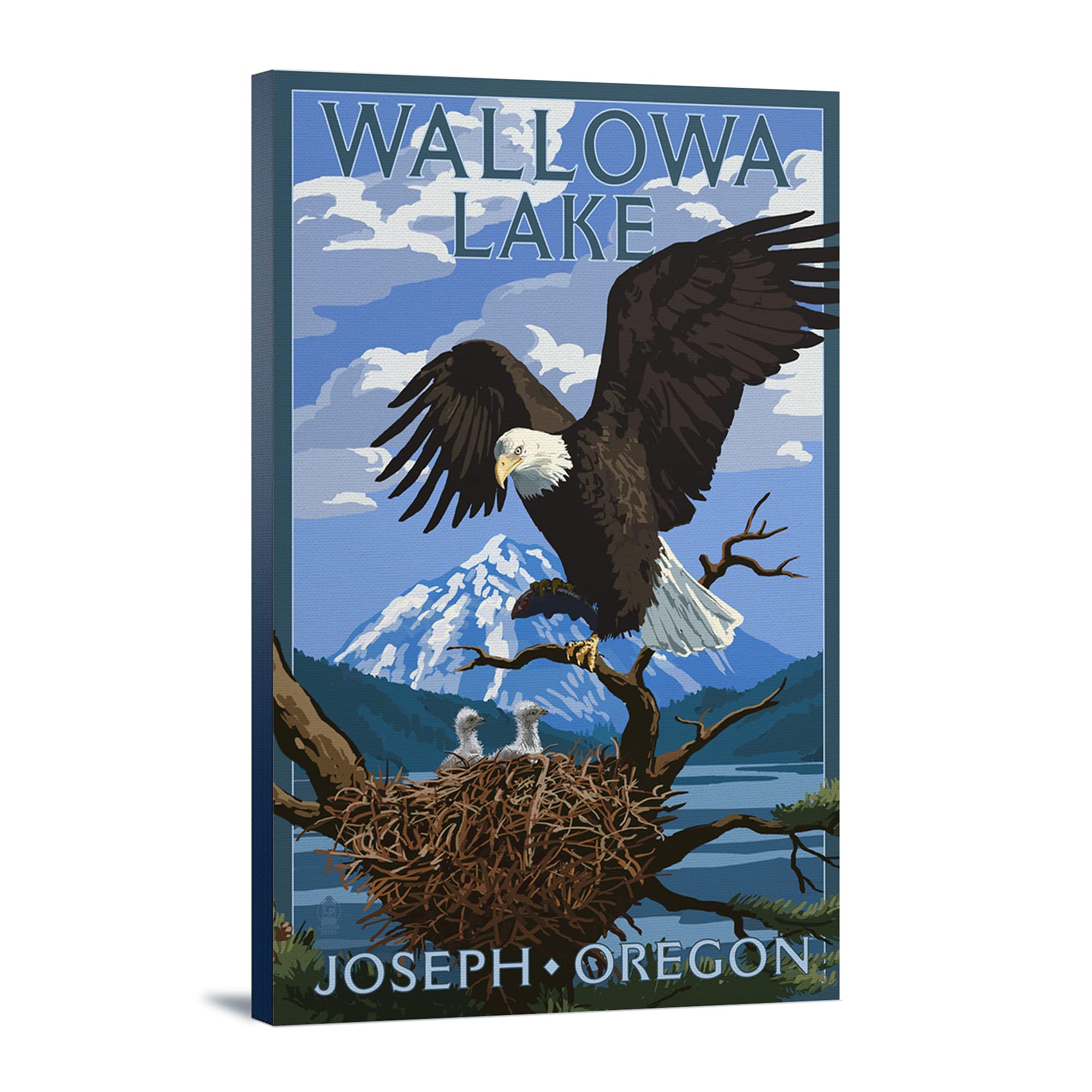 Joseph Oregon Wallowa Lake Eagle and Chicks 16x24 Wrapped Canvas Wall Art - Nature Wildlife Decor for Living Room, Bedroom, Office