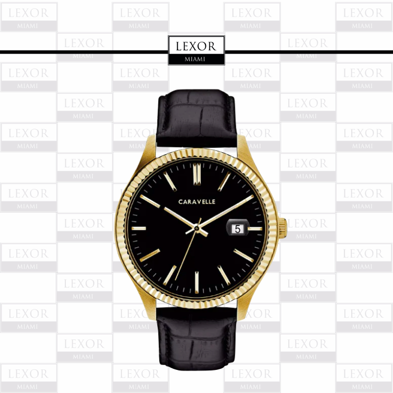 Bulova 44B118 Men's Dress Watch - Black Leather Strap, Classic Analog Wristwatch for Business & Formal Occasions