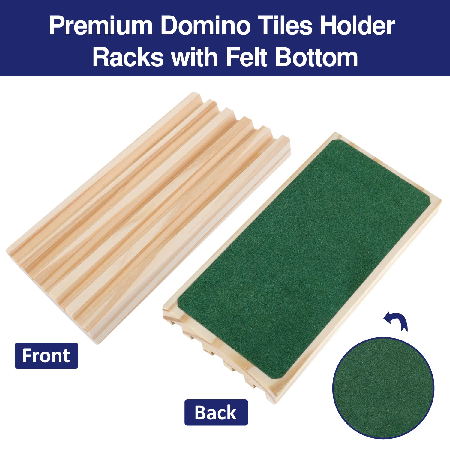 GOTHINK 8-Piece Wooden Domino Rack Set - Mexican Train Dominoes Game Trays & Tile Holders for Adults & Kids (Dominoes Not Included) - Perfect for Family Game Nights & Party Entertainment