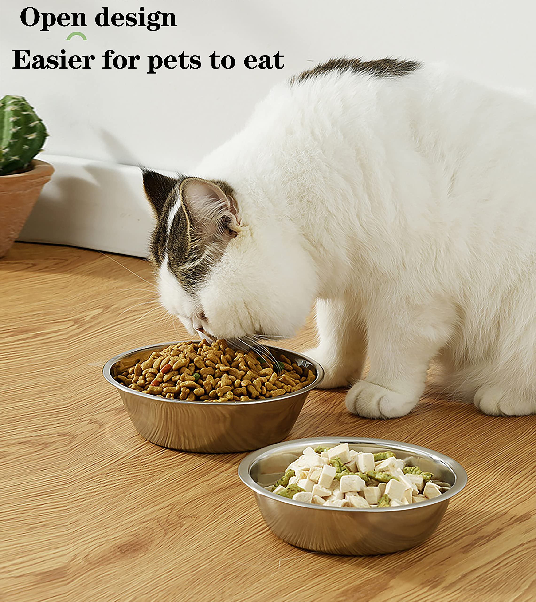 Premium Stainless Steel Pet Bowls for Cats & Small Dogs - 2-Pack Durable Metal Food & Water Dishes (6.3 Inch) - Perfect for Feeding Stations, Travel & Home Use