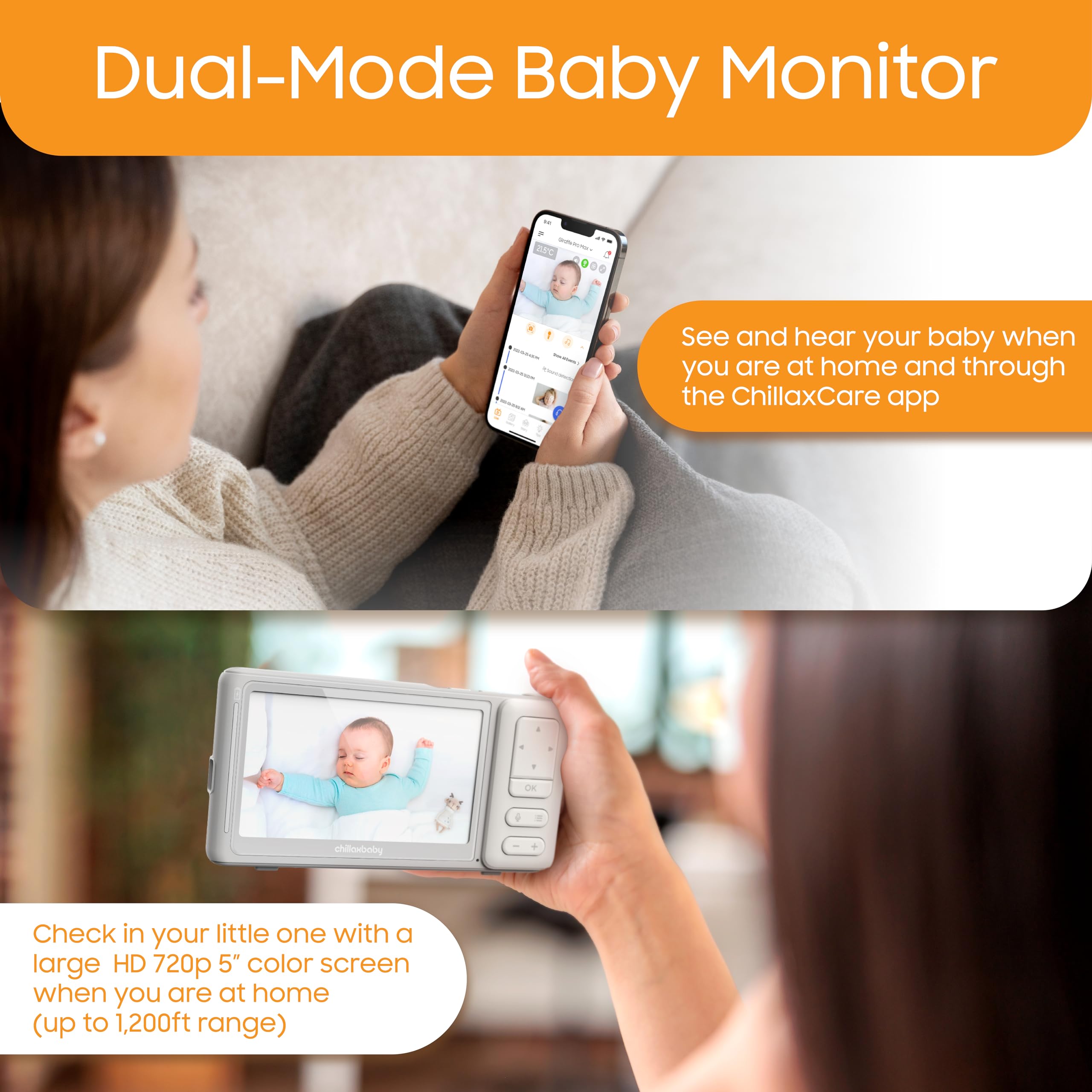 CHILLAX Giraffe Pro Max Baby Monitor with 1080p HD Camera & 5