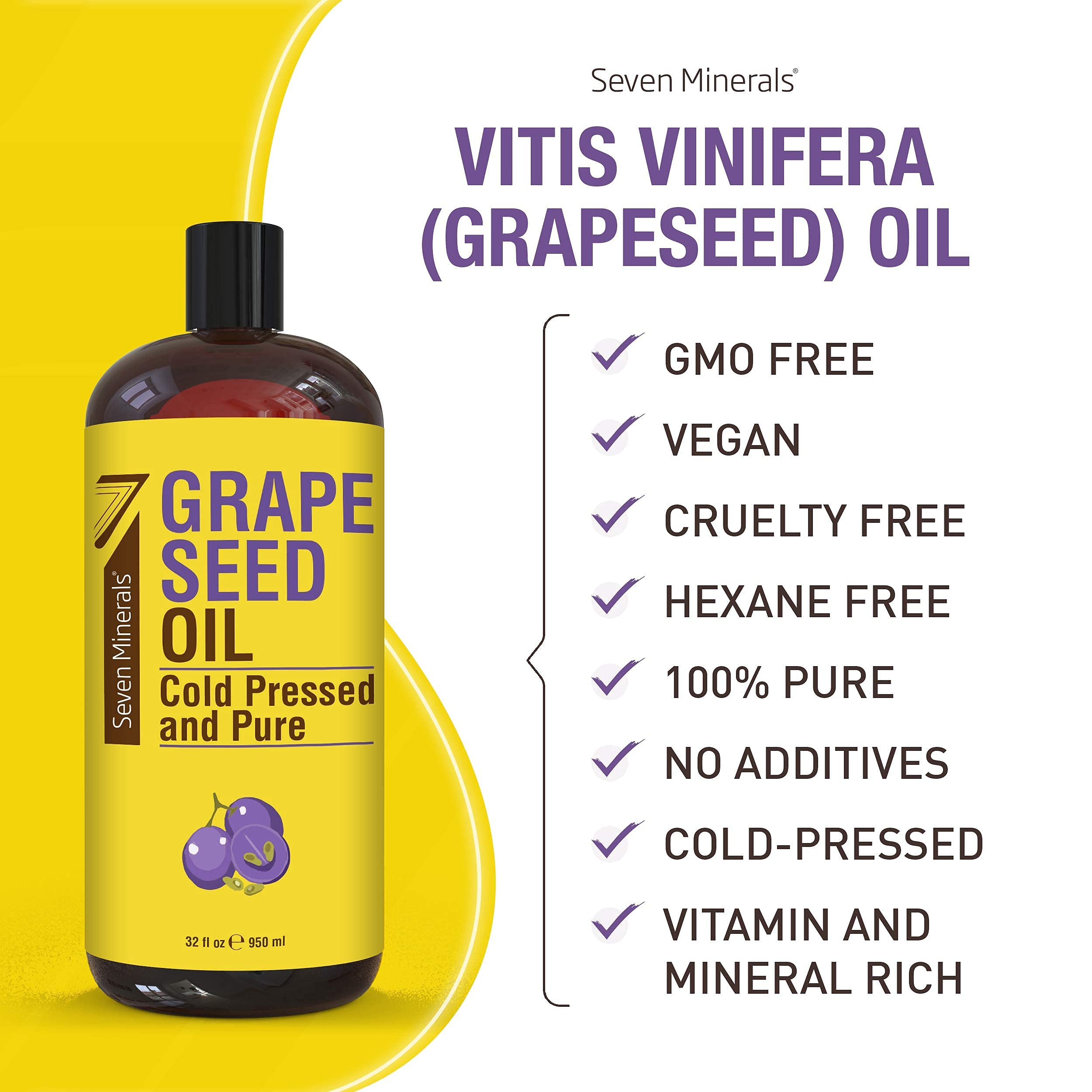 Pure Grapeseed Oil & Organic Vegetable Glycerin by Seven Minerals - Natural Skin & Hair Care Solution for Moisturizing, Massage & DIY Beauty Products