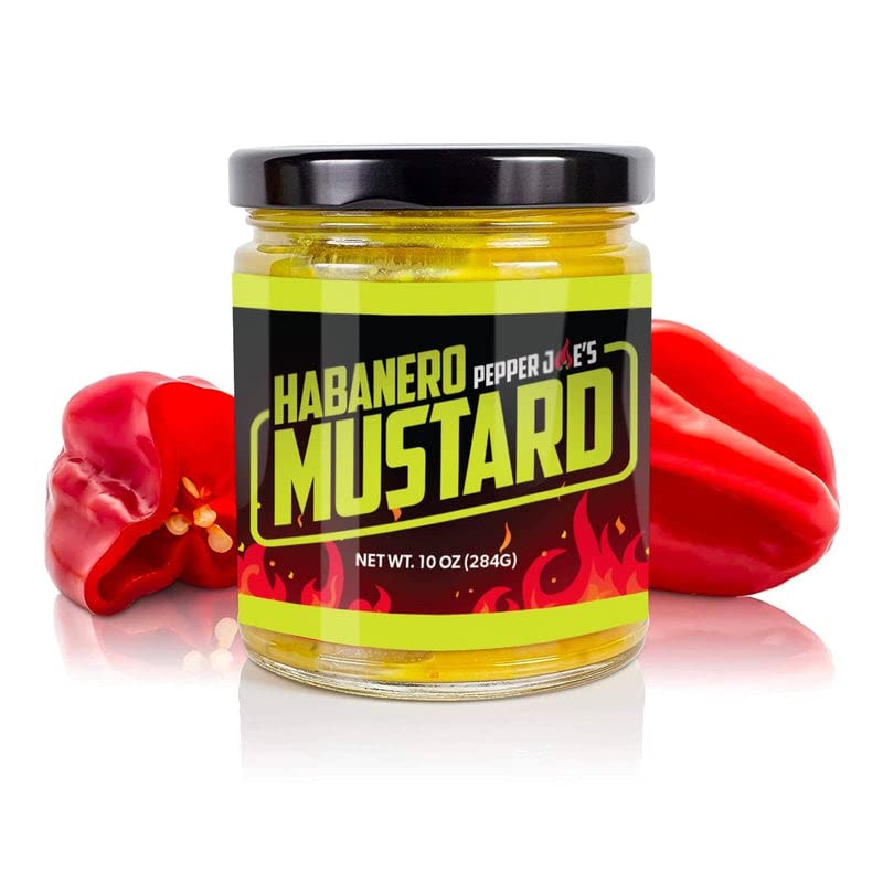 Pepper Joe’s Habanero Pepper Mustard - All-Natural Hot & Spicy Mustard with Perfect Flavor Balance - Made with Fresh Habanero & Pickled Jalapeno Peppers - 10oz (3 Pack) - Great for Sandwiches, Burgers, Hot Dogs & BBQ Dipping