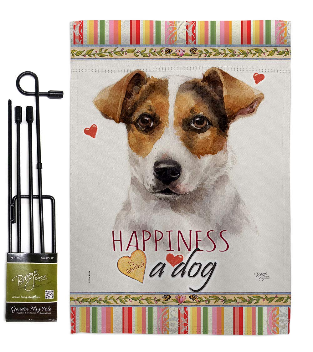 Russell Terrier Garden Flag Set with Stand - Double-Sided Dog Decor for Yard & Home