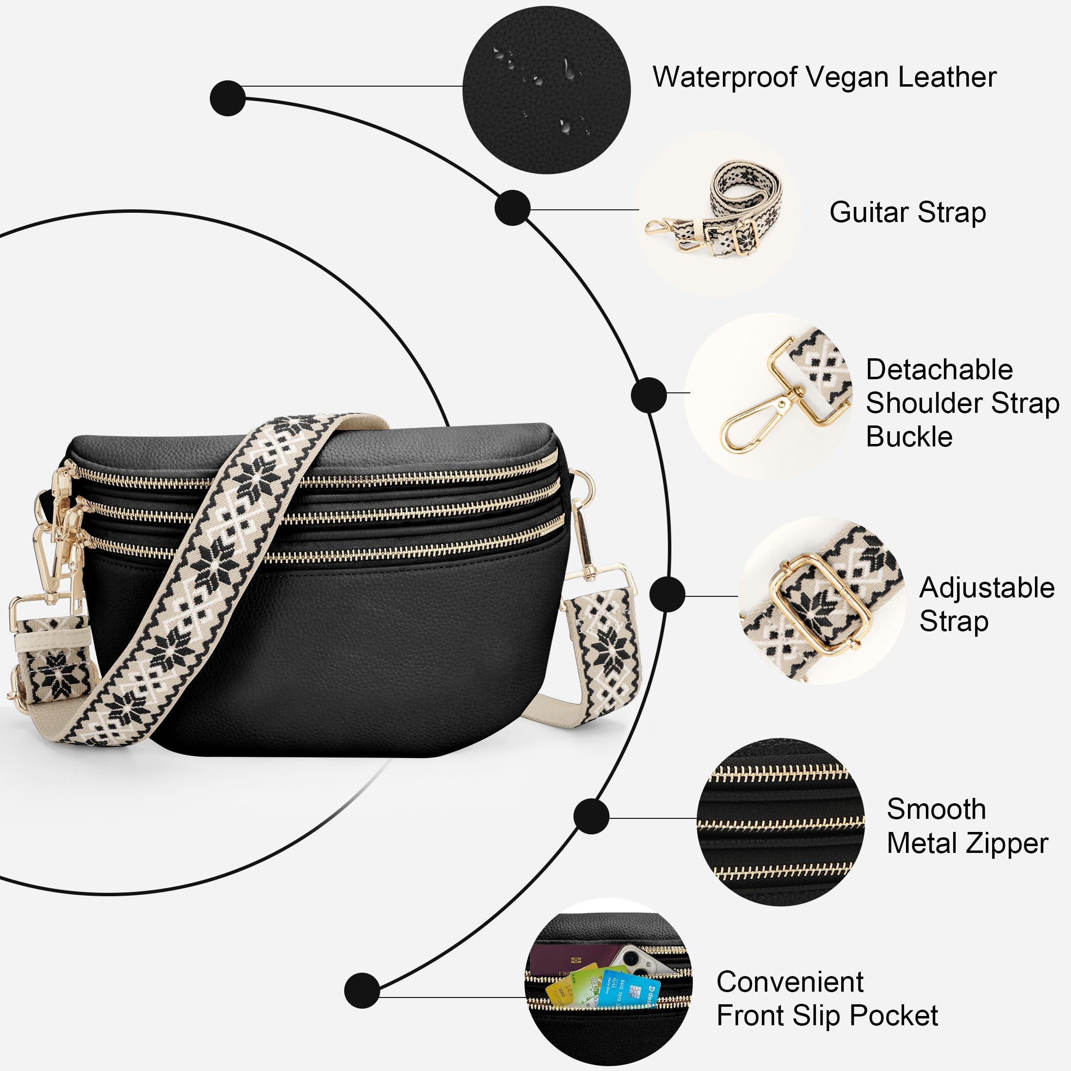 Trendy Women's Crossbody Sling Bag - Alyssa Large Fanny Pack Purse for Everyday Use, Travel & Outdoor Activities