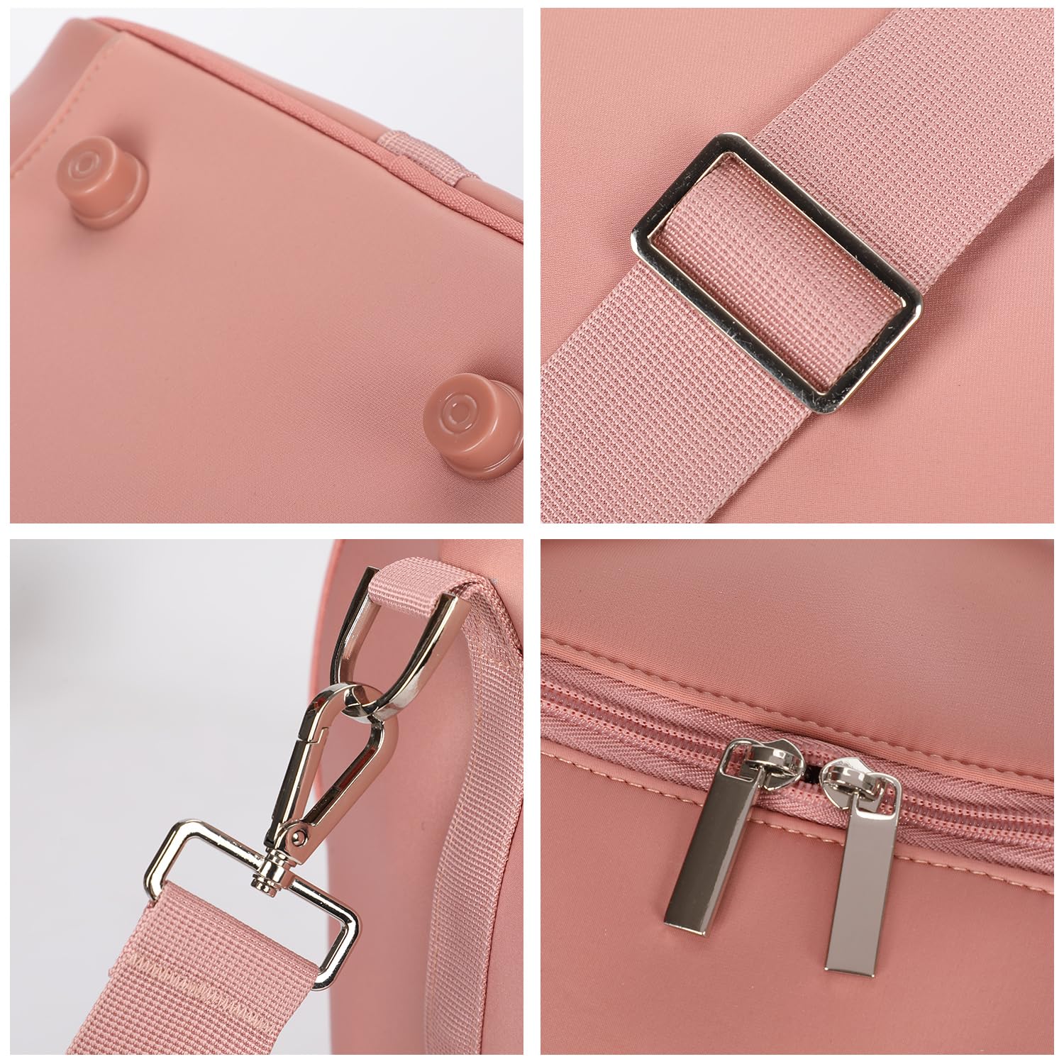 Premium Neoprene Weekender Duffle Bag for Women - Waterproof Travel Carry On & Overnight Bag (Rose Gold, 22x10x13 Inches) - Gym, Beach, Weekend Getaways & Business Trips