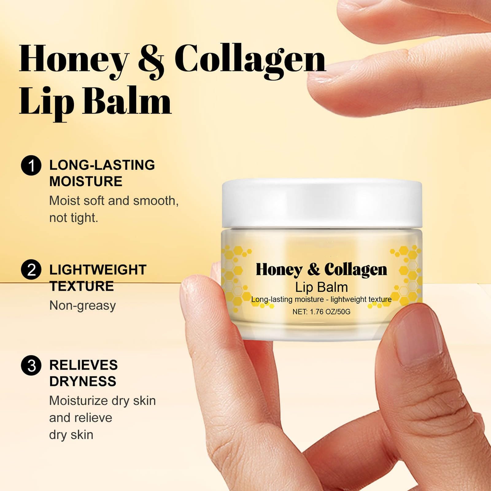 **Hydrating Honey Lip Balm with Collagen – Moisturizing Lip Mask for Dry & Cracked Lips, Overnight Lip Treatment to Reduce Lip Lines & Prevent Chapping – Perfect for Nighttime Care & Daily Lip Care Routine**