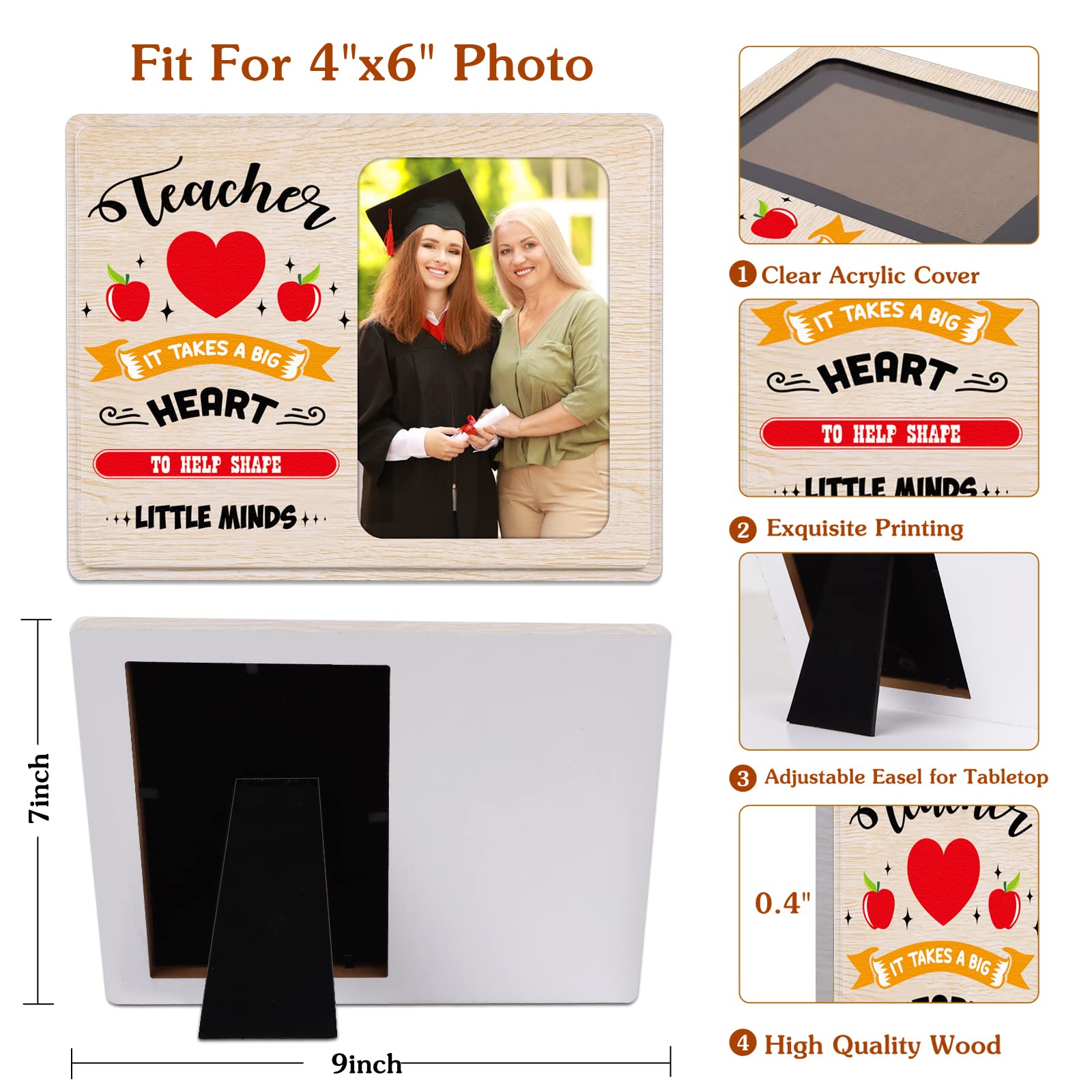 FaCraft Teacher Appreciation Gifts - Elegant Picture Frame for Women Educators | Perfect Graduation, First/Last Day of School & Thank You Gift from Students | Ideal for Classroom Decor, Desk Display & Cherishing Teacher-Student Memories