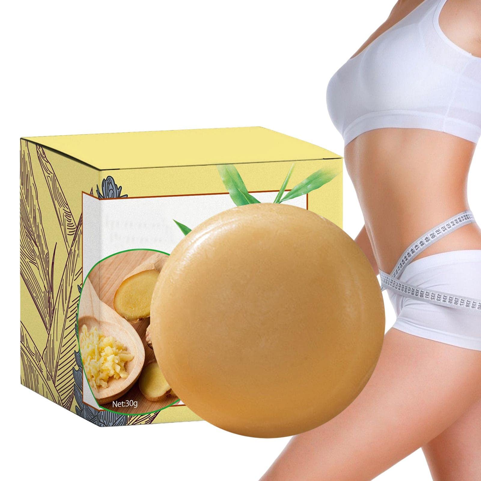Ginger Soap Bar for Lymphatic Drainage | Natural Herbal Slimming Soap with Ginger Extract to Relieve Stress & Improve Sleep | Detoxifying Body Wash for Spa, Massage & Self-Care Routine