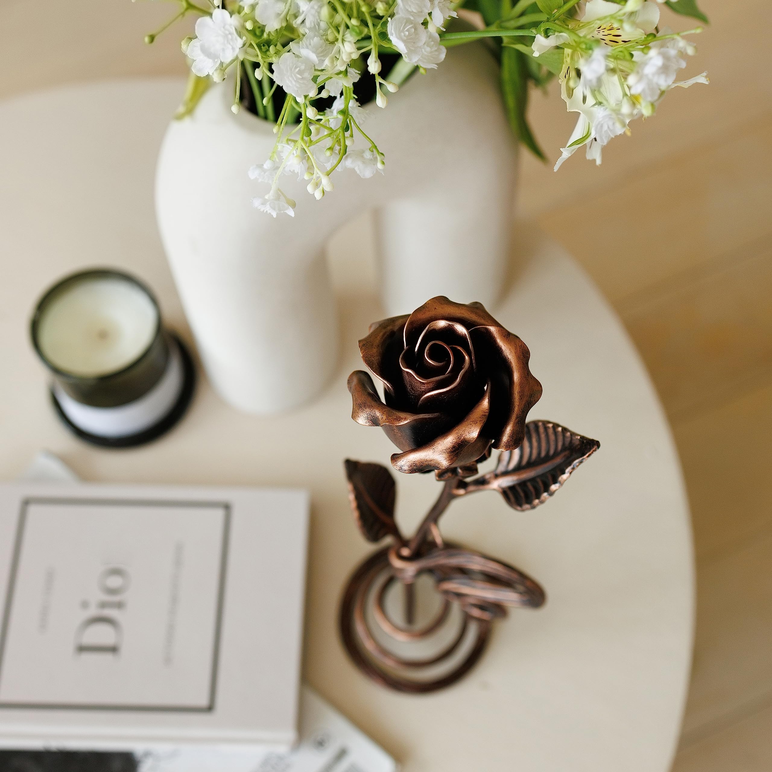Personalized 7th Anniversary Copper Rose Gift for Wife - Engraved Metal Flower for Couples, Handcrafted Everlasting Artwork | Romantic Wedding Anniversary Present for Him & Her, Perfect for 7 Year Copper or 22 Year Anniversary Celebrations
