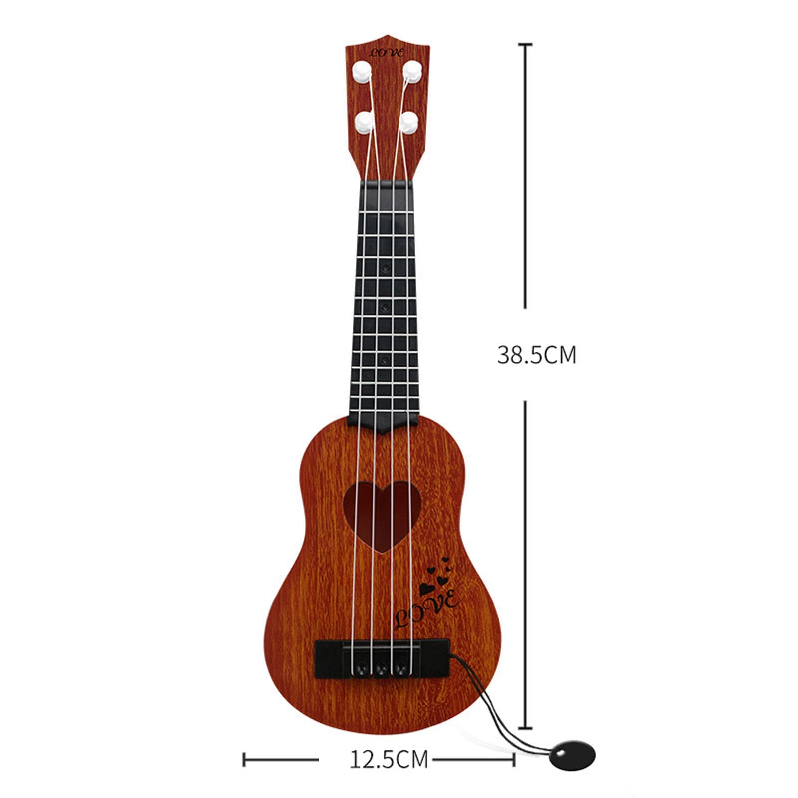 Milageto Kids Ukulele Toy with 4 Adjustable Strings - Brown Mini Guitar for Boys & Girls | Musical Learning Instrument for Children | Perfect for Birthday Gifts, Classroom Activities & Family Music Time