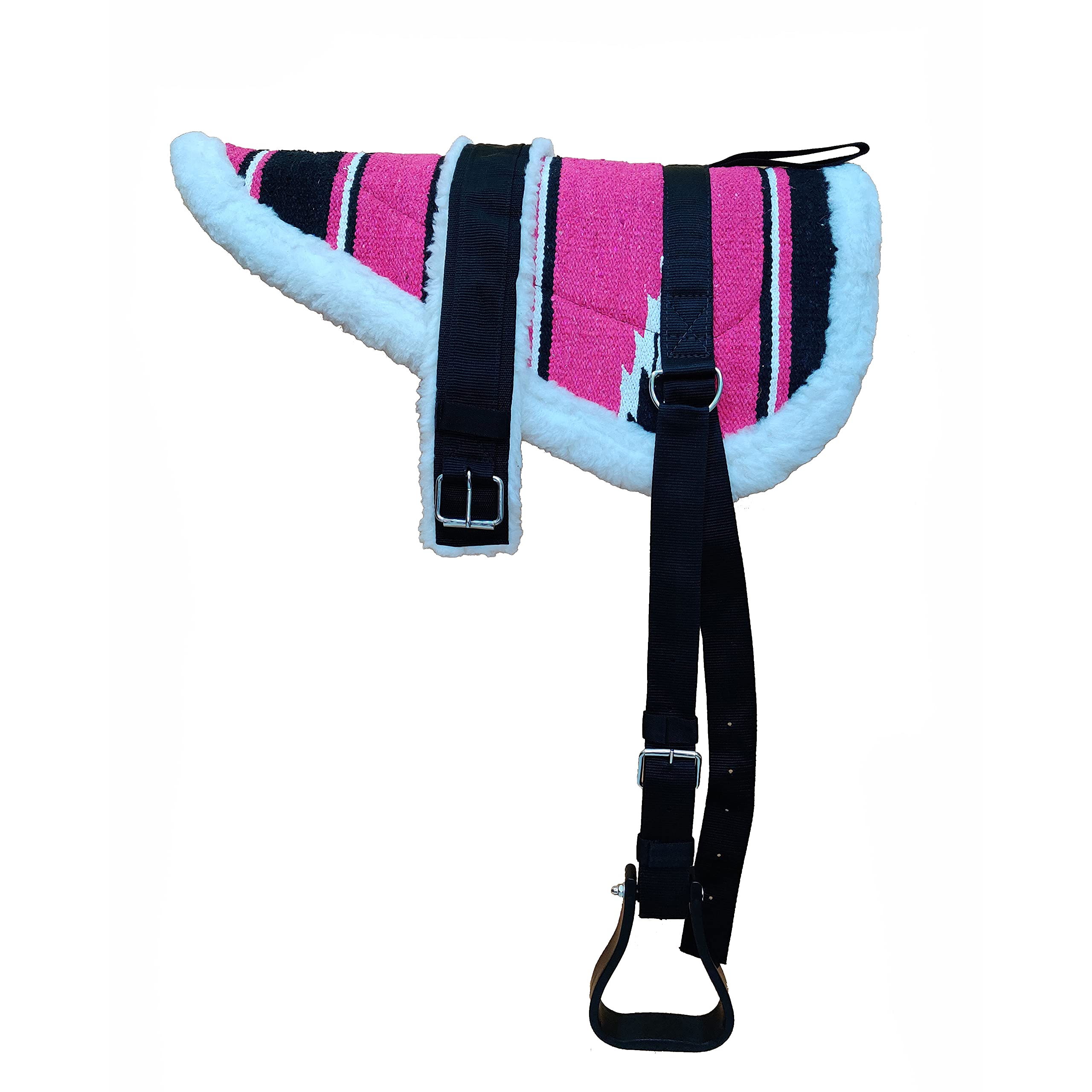 Y&Z Bareback Pad with Stirrups and Girth - Comfortable Equestrian Saddle Alternative for Horse Riding, Training & Trail Rides - Pink