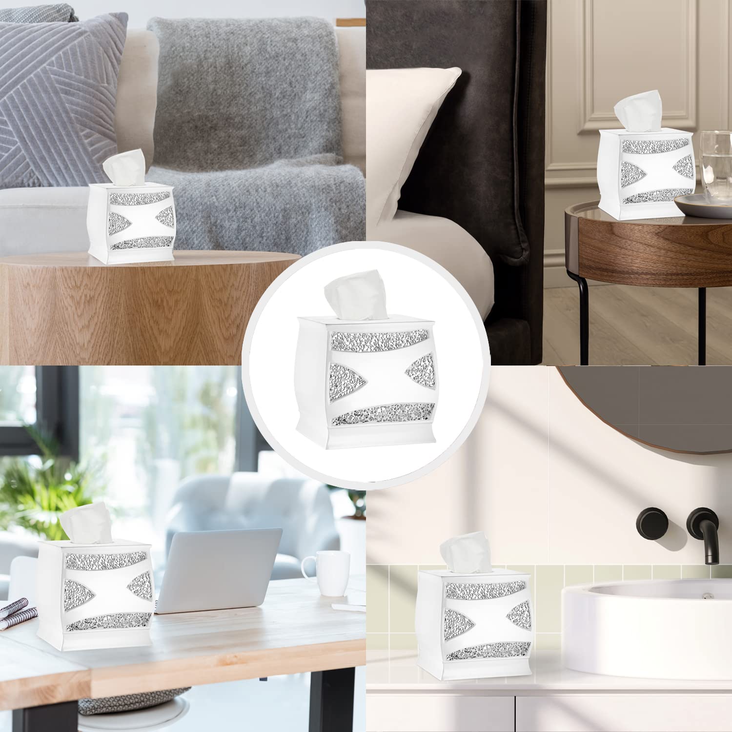 Premium White Bath Tissue Box Holder - Elegant and Durable Bathroom Organizer for Home & Office Decor | Perfect for Bathrooms, Guest Rooms, and Vanities