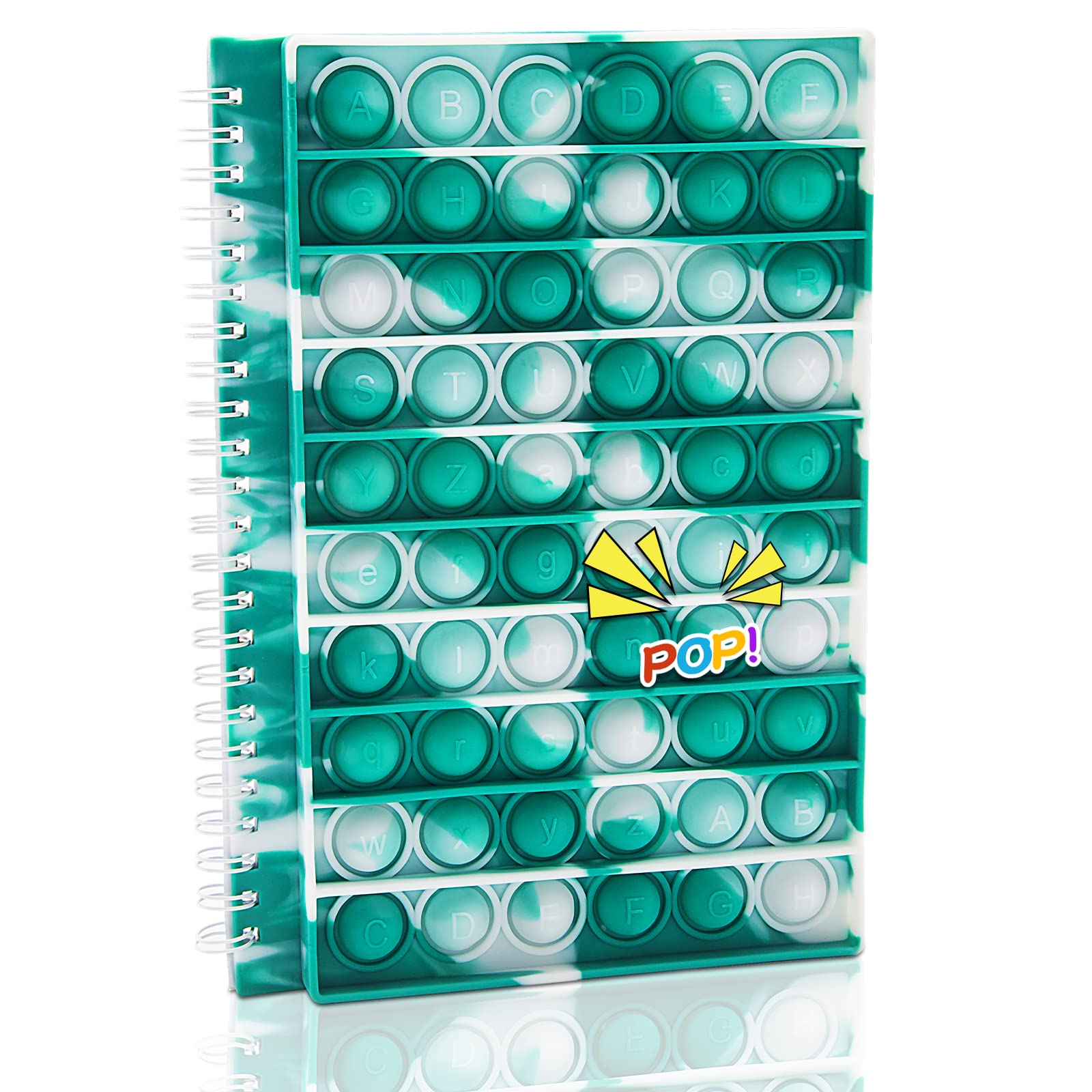 Pop-On-It Spiral Notebook - Pop Fidget Bubble Sensory Notebook for Stress Relief, School, Office & Home Use - Fun Fidget Toy Journal for Kids, Teens & Adults (BJB03-LB) - Perfect for Classrooms, Work Desks & Anxiety Relief