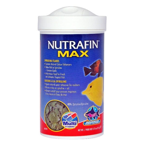 Nutrafin Max Spirulina Flakes - Premium Fish Food for Tropical & Marine Fish - Enhances Color & Health - Ideal for Aquariums & Fish Tanks