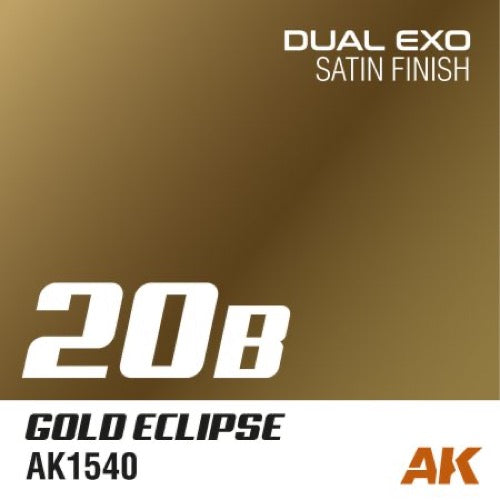 AK Interactive AK1540 Dual Exo Sc-Fi 20B Gold Eclipse 60ml Acrylic Paint - Premium Metallic Finish for Miniature Models, Sci-Fi Figures & Cosplay Props - Perfect for Warhammer, D&D and Tabletop Gaming